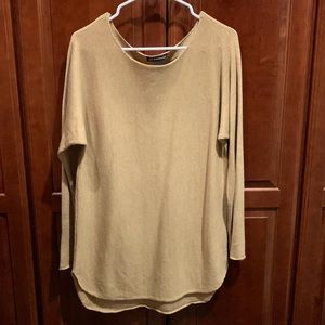 International Concepts tan long hi-low sweater size L.